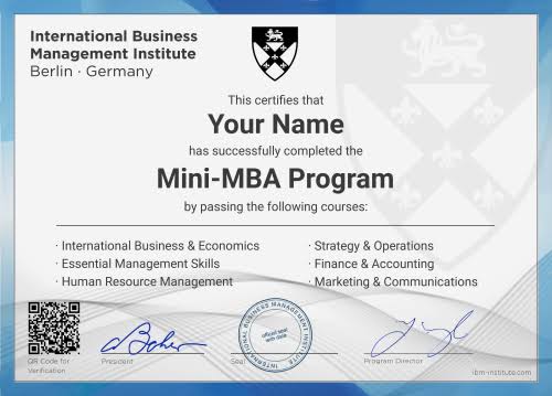 نموذج شهادة الماجستير المهني المصغر (Mini MBA)